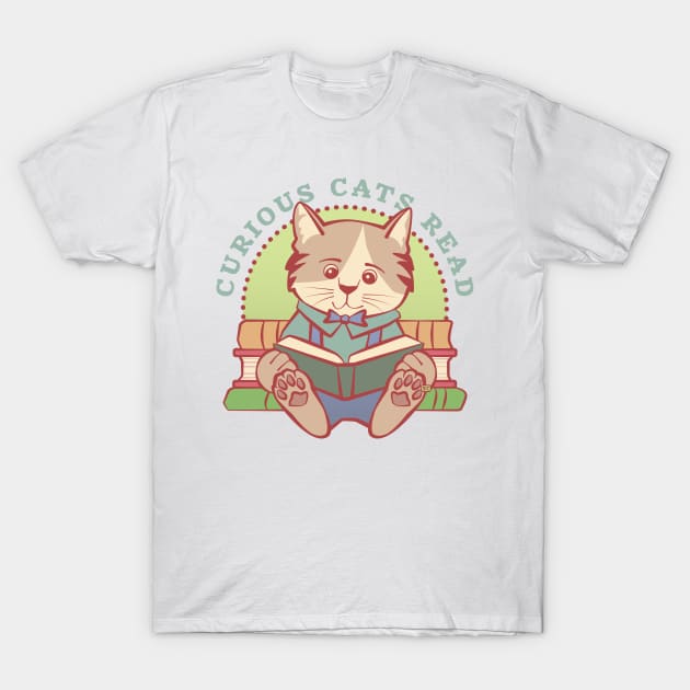 Curious Cats Read Boy T-Shirt by Sue Cervenka